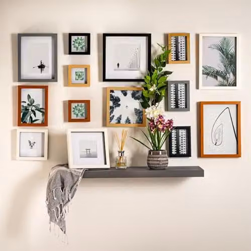 Nicola Spring Grey Square 3D Shadow Box Photo Frame with White Mount and Glass Aperture – 1