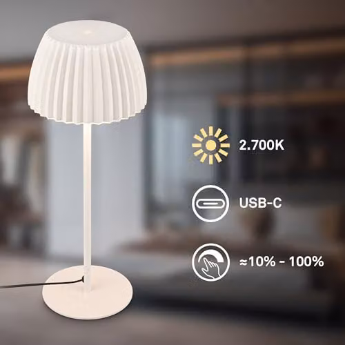 Briloner LED Table Lamp, Dimmable Touch Control, Warm White, White, H 36 cm x W 14.3 cm – 2