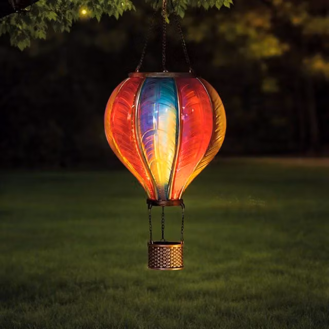 Marco Paul Solar Powered Hanging Rainbow Flaming Balloon Light in Multicolour