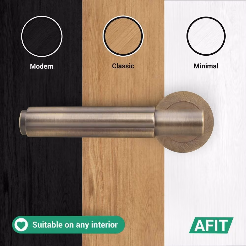 AFIT Antique Brass Fire Door Handle Bathroom Set in Bronze with 80mm Lock and 102mm Hinges – 6