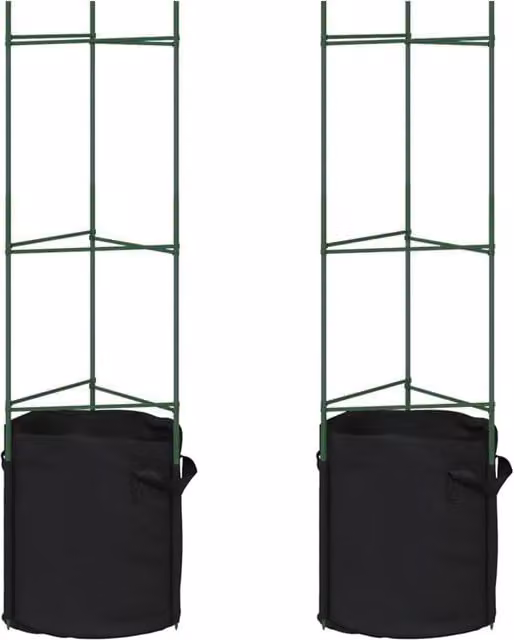 Berkfield Home Tomato Cage with Plant Bag, 2 Piece Set, Green Steel and Plastic, Height: 116 cm – 1