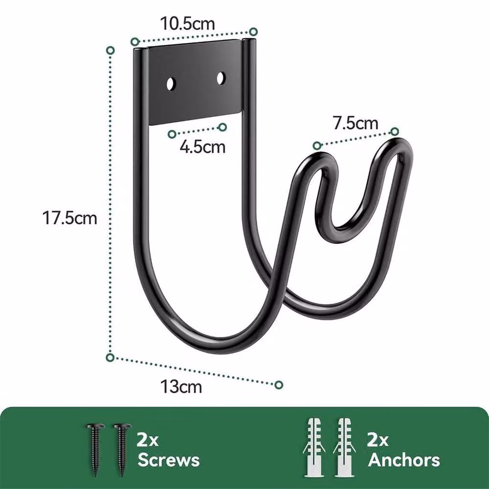 KORVIXA Heavy Duty Wall Mounted Metal Garden Hose Hanger in Black – 2