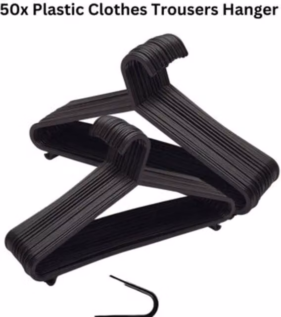 NESTLUNE 50 Black Plastic Space Saving Adult Coat Hangers