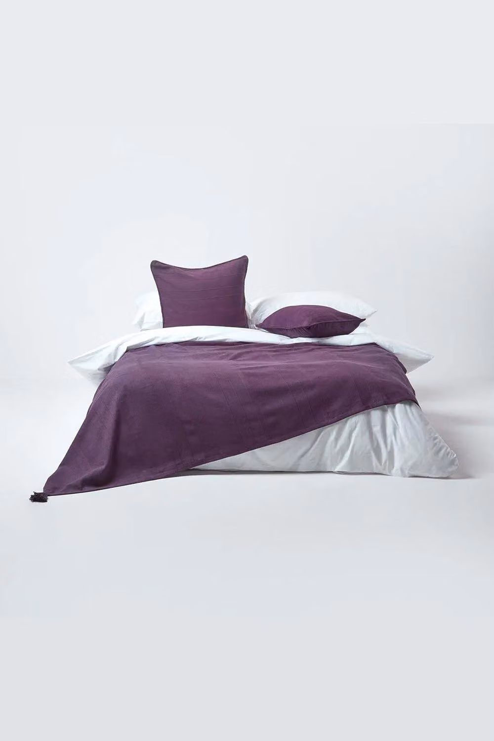 Homescapes Rajput Ribbed Cotton Throw in Purple, W/D/H: 150 x 200 cm – 2