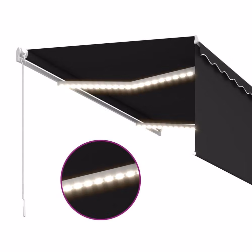 Berkfield Home Manual Retractable Awning with Blind and LED in Anthracite, W: 350 cm, D: 250 cm – 3