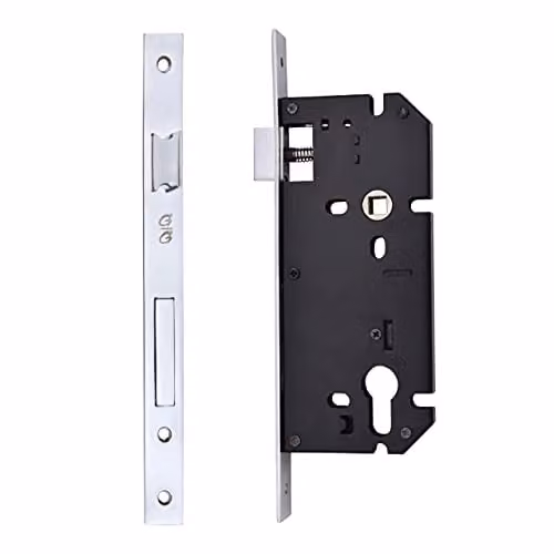 Golden Grace Euro Mortise Lock Body in Silver with 75mm Backset