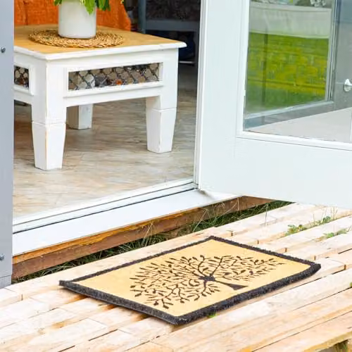 Nicola Spring Tree of Life Coir Door Mats, Pack of 2, Brown and Multicolour, W: 60 cm, D: 40 cm – 6