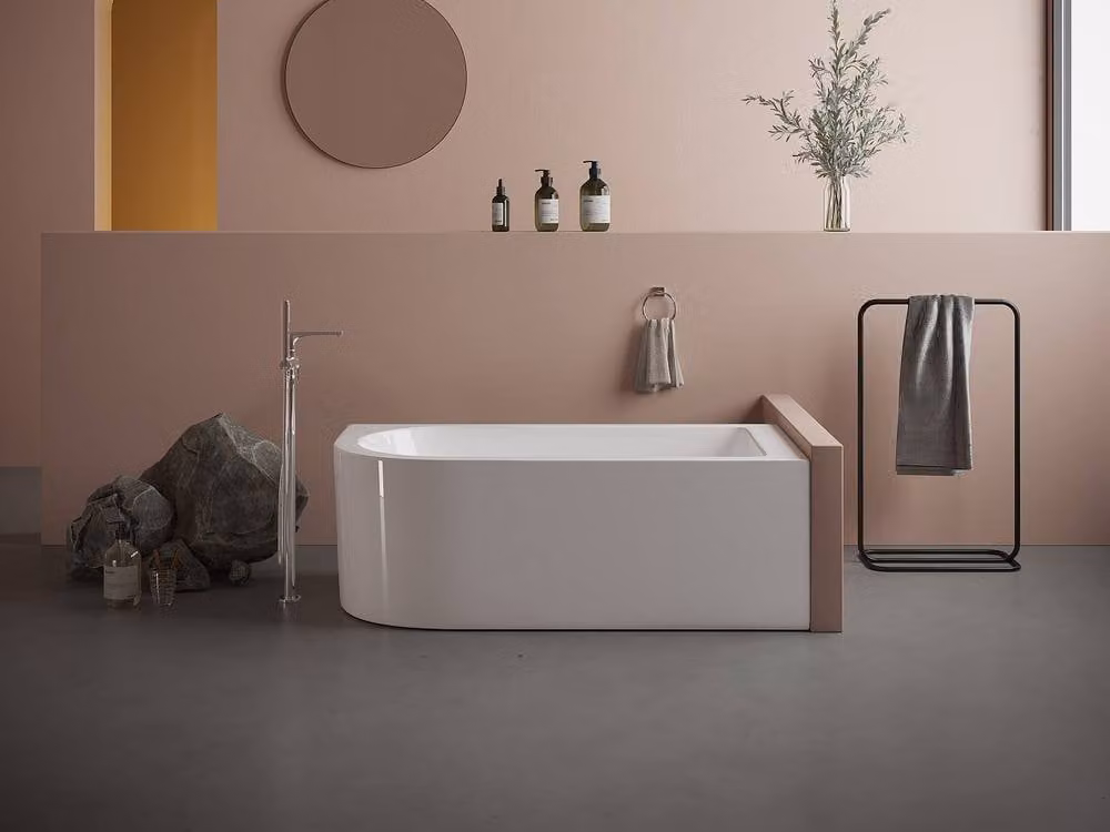 Vente-unique Right-Hand Corner Acrylic Bathtub with Apron, White, W/D/H: 170 x 75 x 58 cm, 240 l – 3