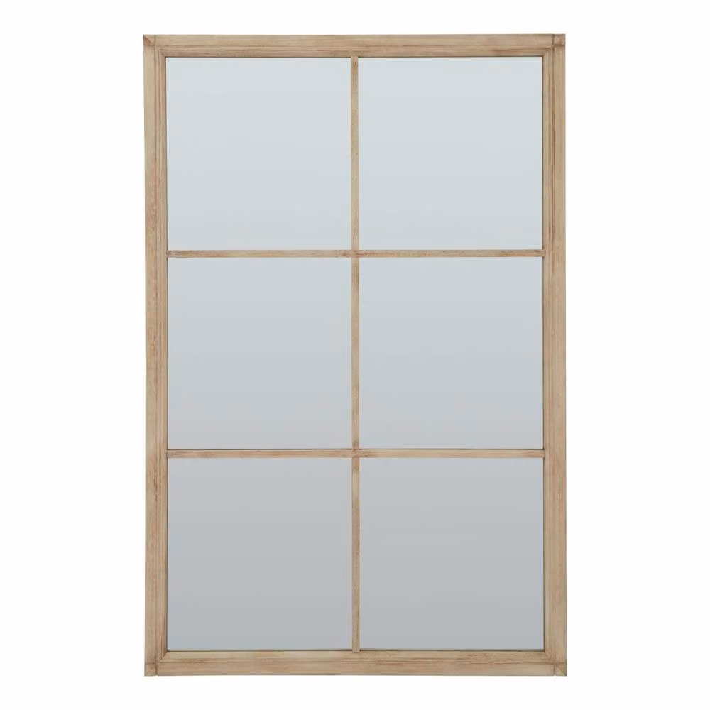 Wyld Haus Rustic Window Pane Leaning Wall Mirror with Natural Wood Frame in Brown – 2