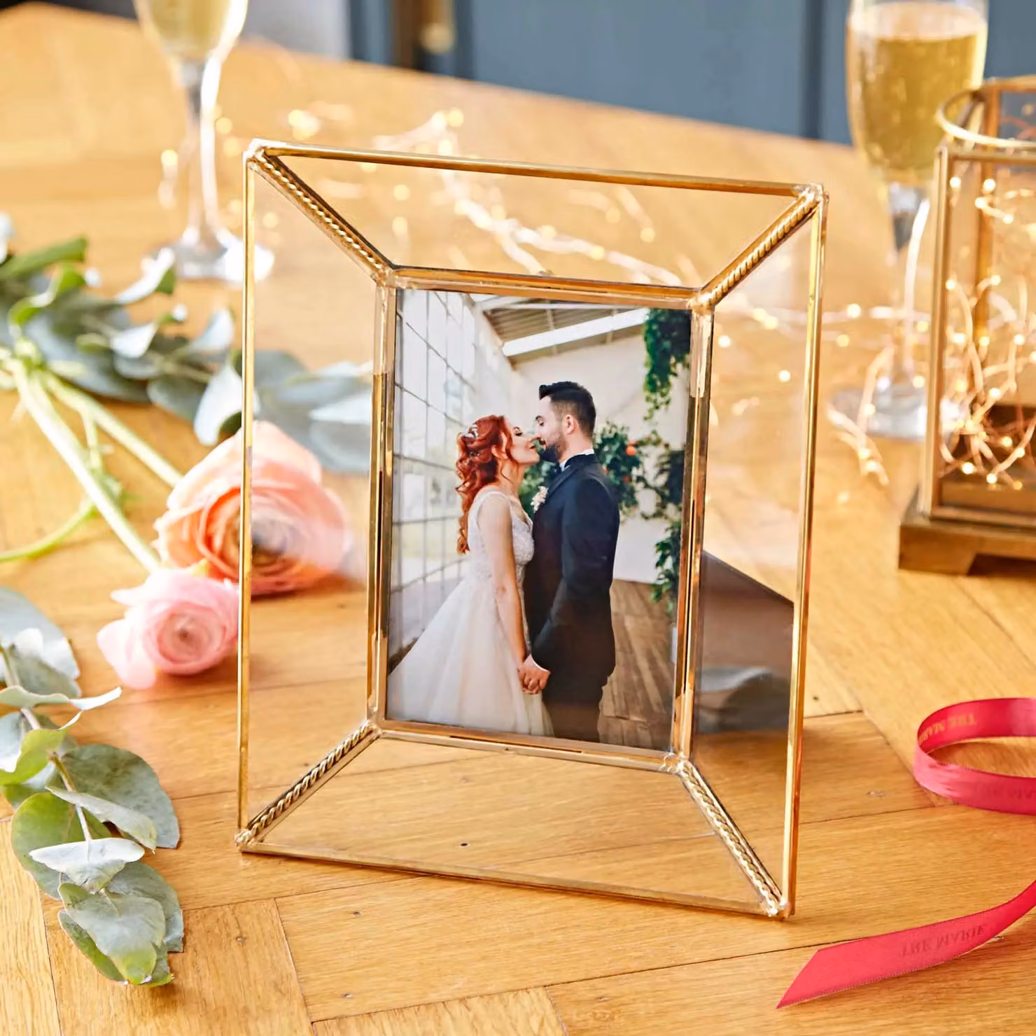 Paper High Anjana Gold Metal and Reclaimed Glass Rectangular Single Photo Frame, W/H: 15.24 x 15.24 cm – 2