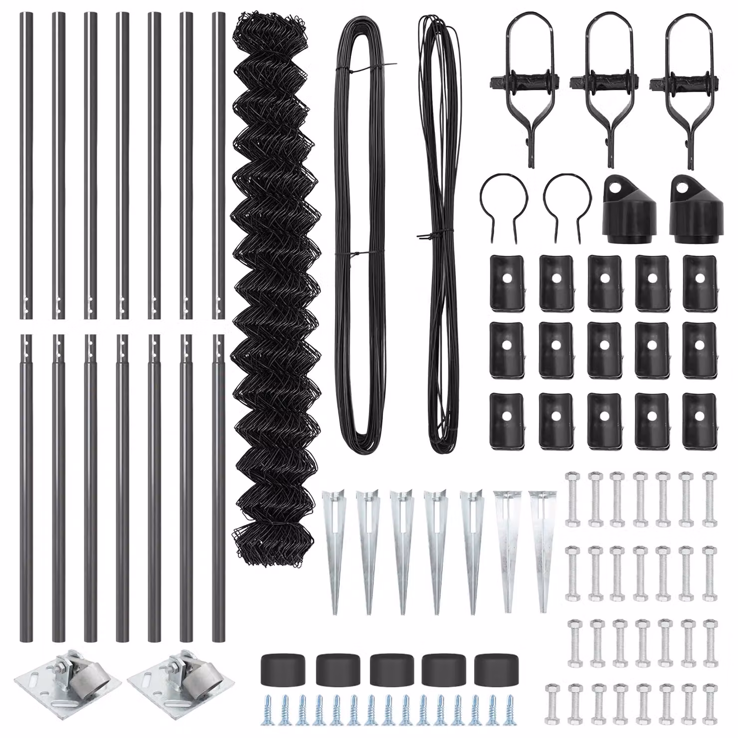 Berkfield Home Grey Galvanised Steel Chain Link Fence with 7 Spike Posts, W: 10 m, H: 1.5 m – 3