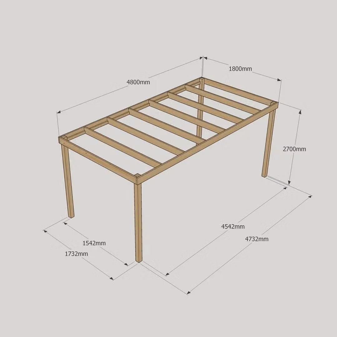 Rutland County Garden Furniture Ltd Box Pergola in Wood and Galvanised Steel, Green/Brown, W: 480 cm, D: 180 cm, H: 270 cm – 2