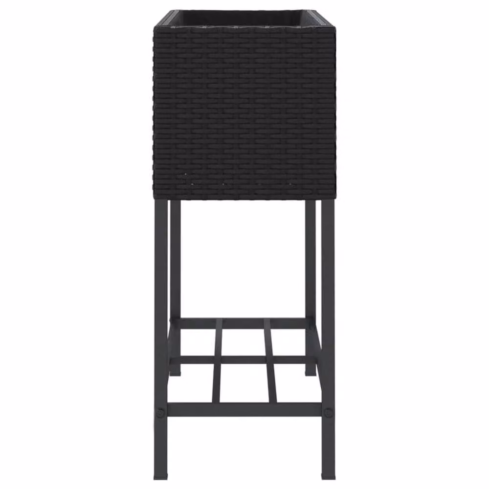 Berkfield Home Garden Planter with Shelf in Black Poly Rattan – 5