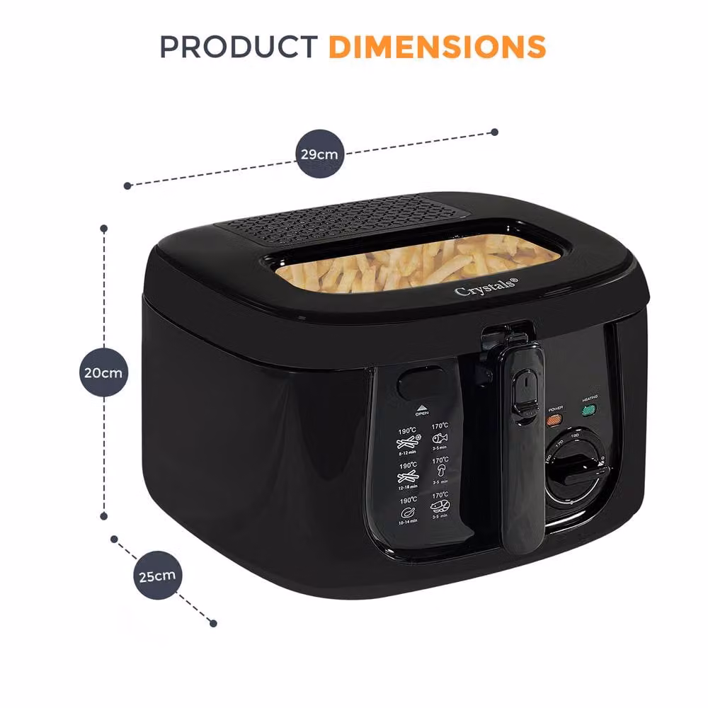 Crystals 2.5L Electric Deep Fat Fryer with Non-Stick Pan and Basket in Black – 4