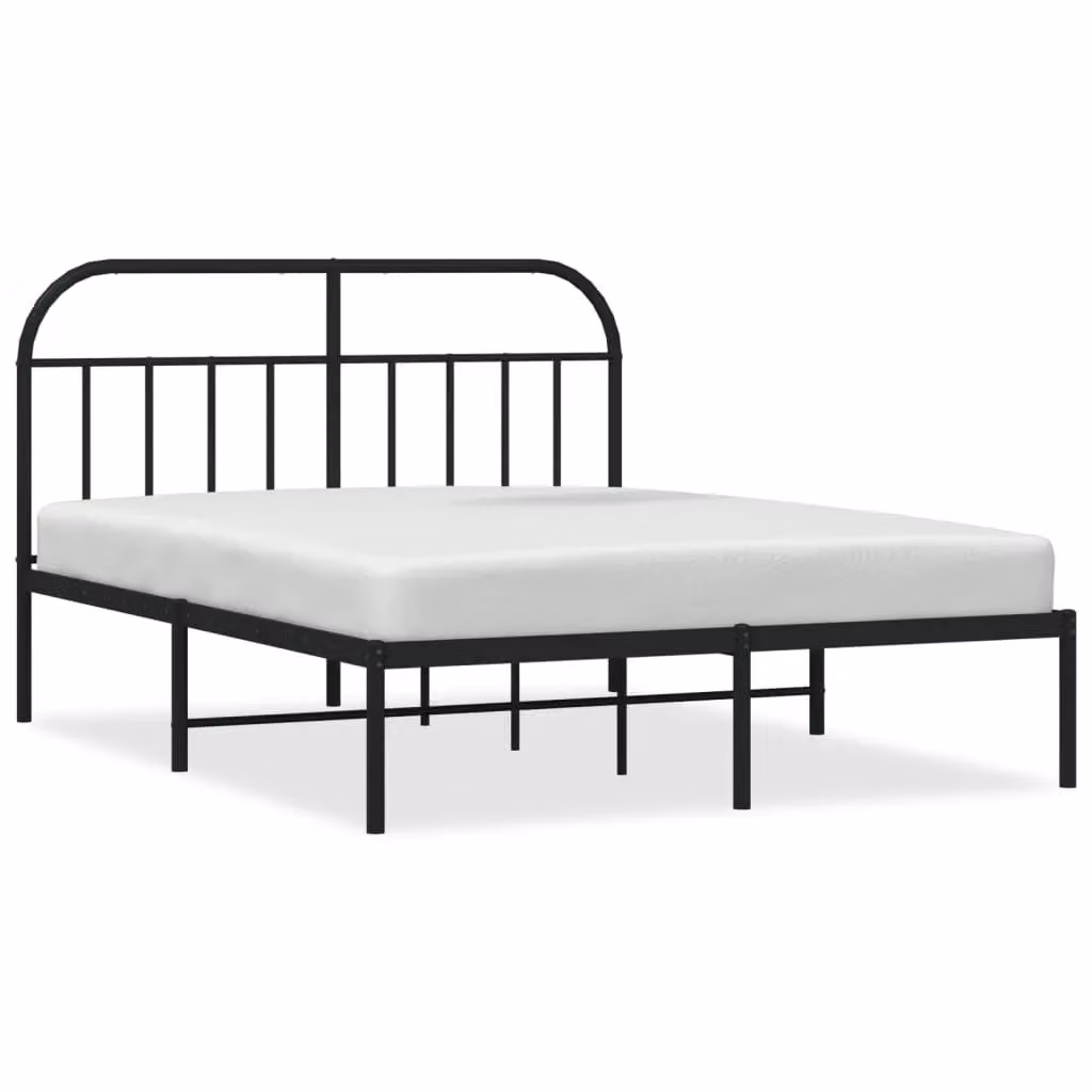 Berkfield Home Metal Bed Frame with Headboard in Black, W/D/H: 140 x 200 cm – 2