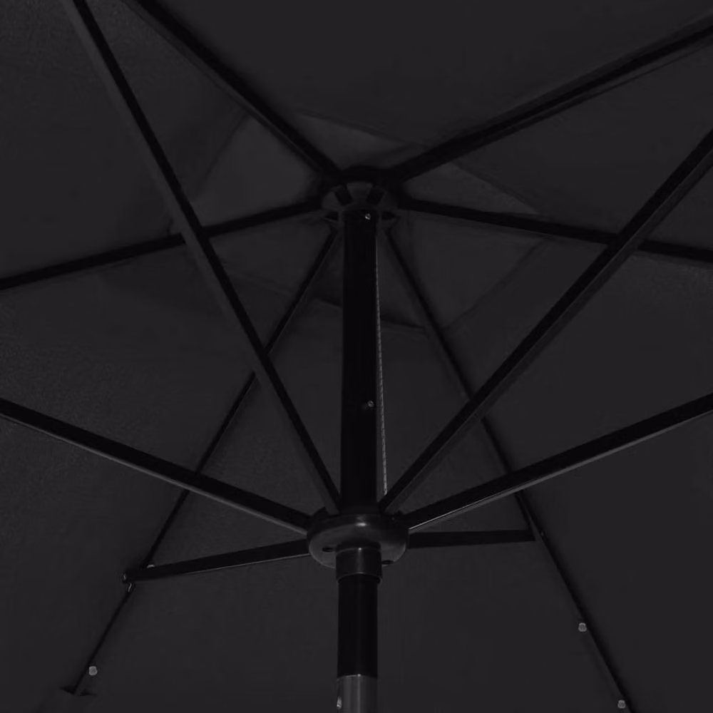 Berkfield Home Black Parasol with LEDs and Steel Pole, W: 300 cm, D: 200 cm, H: 247 cm – 4