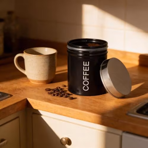 Harbour Housewares Metal Coffee Storage Canister with Airtight Lid, Black – 2