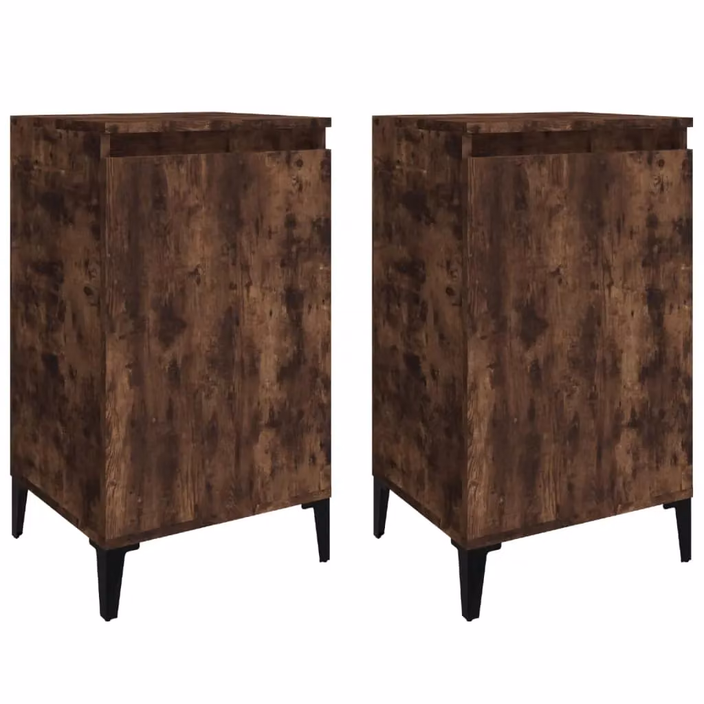 Berkfield Home Set of 2 Smoked Oak Bedside Cabinets in Brown, W/D/H: 40 x 35 x 70 cm – 2