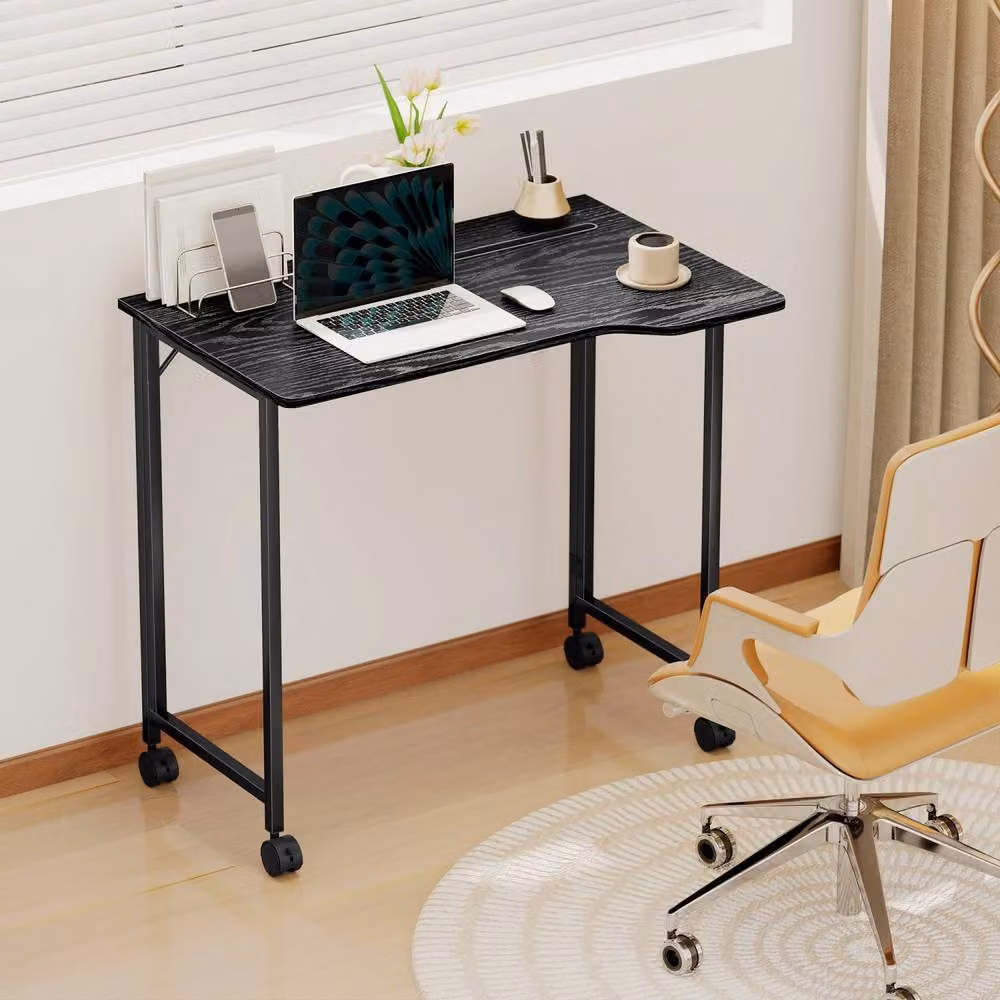 Wyld Haus Schut Black Wood Effect Folding Writing Desk with Lockable Castors W/D/H: 80 x 62 x 75 cm – 7
