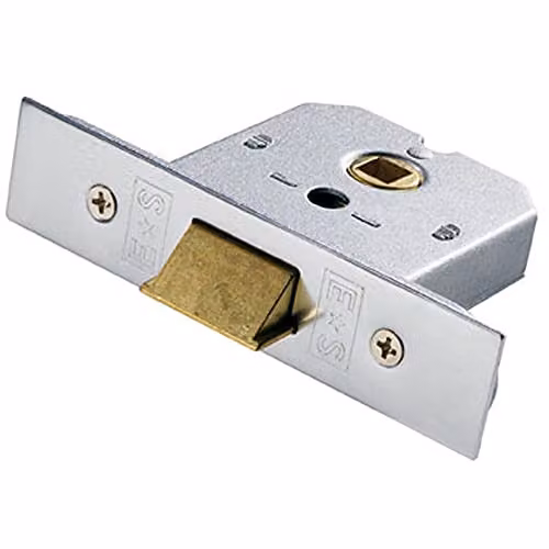 Loops 64mm Flat Mortice Door Security Latch, Fire Door Rated, Silver