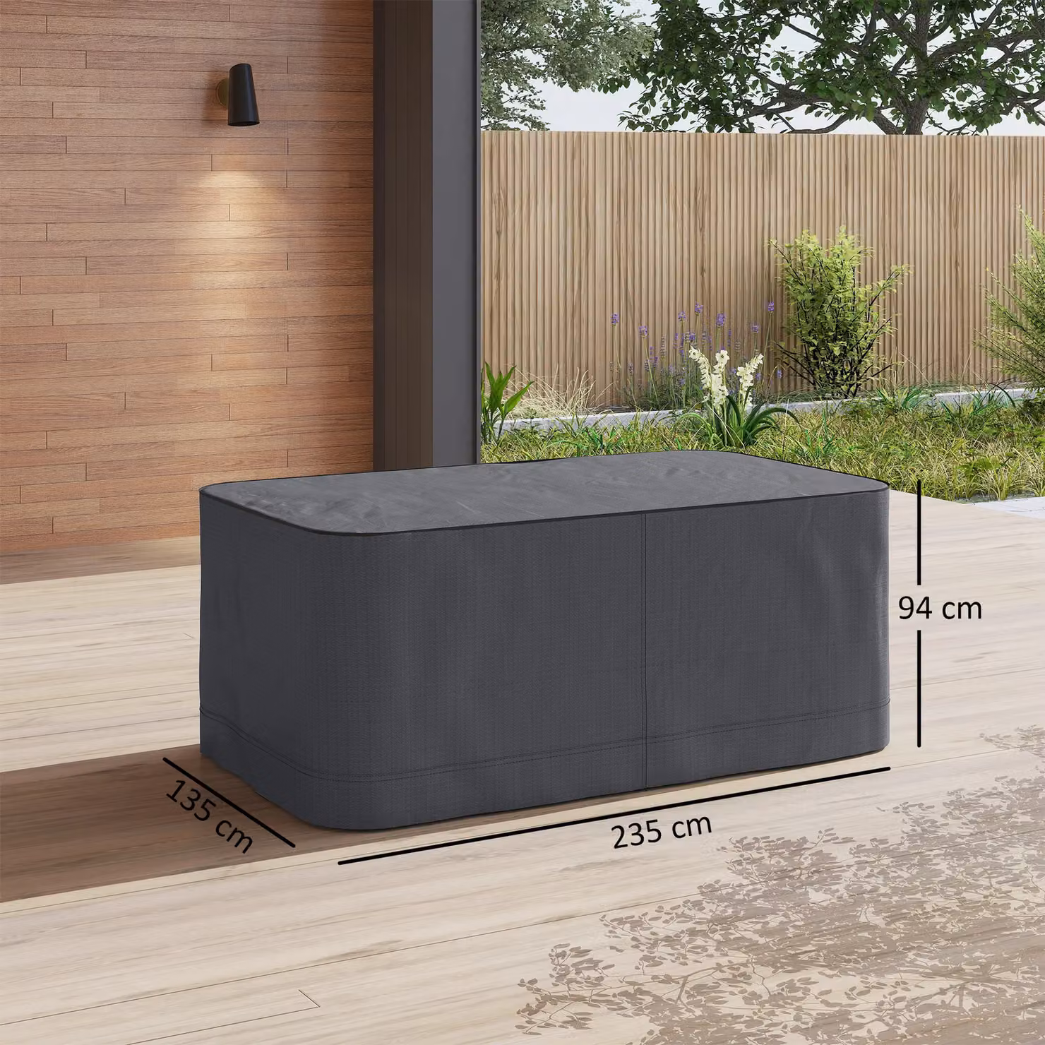 Outsunny Grey Waterproof Polyester Sofa Furniture Cover with Elastic Band – 3