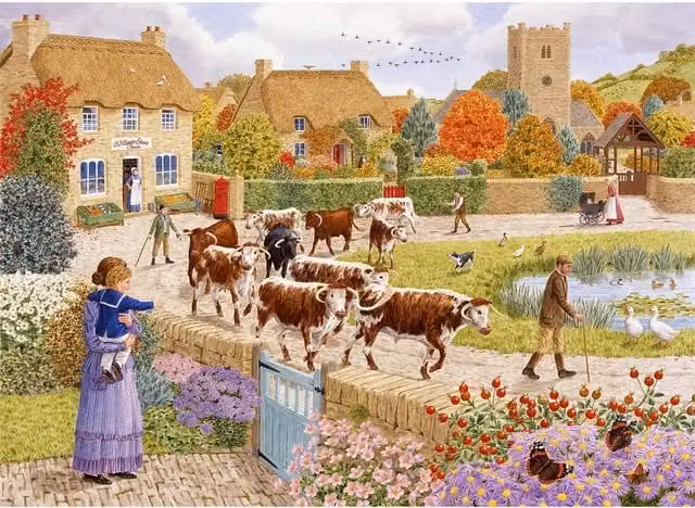 Autumn Village by Sarah Adams 500 Piece Jigsaw Puzzle in Yellow and Multicolour