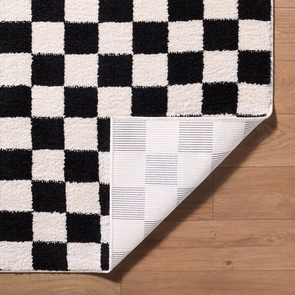 Livabliss Fossay Checked Shag Rug in Black, W: 200 cm, D: 275 cm – 4