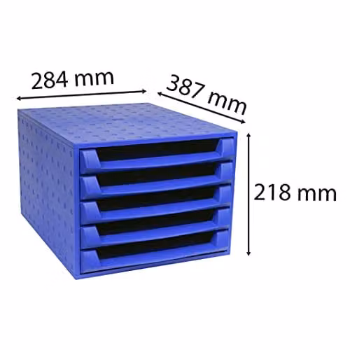 Exacompta The Box Forever Multi-Compartment Storage Unit with 5 Open Drawers, Blue, W: 38.7 cm, D: 28.4 cm, H: 21.8 cm – 3