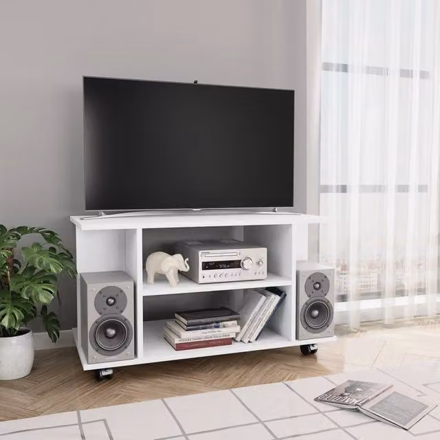 Berkfield Home White TV Cabinet with Castors, W/D/H: 80 x 40 x 40 cm – 1
