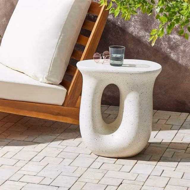 Wyld and Coco White Terrazzo Effect Round Accent Side Table