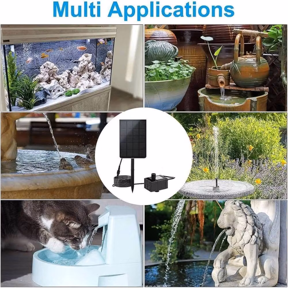 EONLION Solar Powered Submersible Fountain Pump in Black – 5