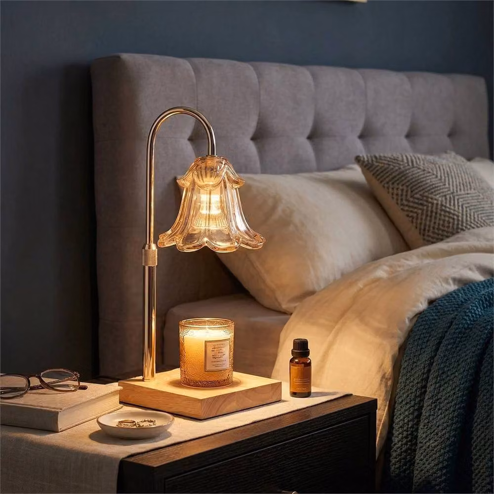 SPETLEK Brown Wooden Tabletop Candle Warmer Lamp for Tealights – 3