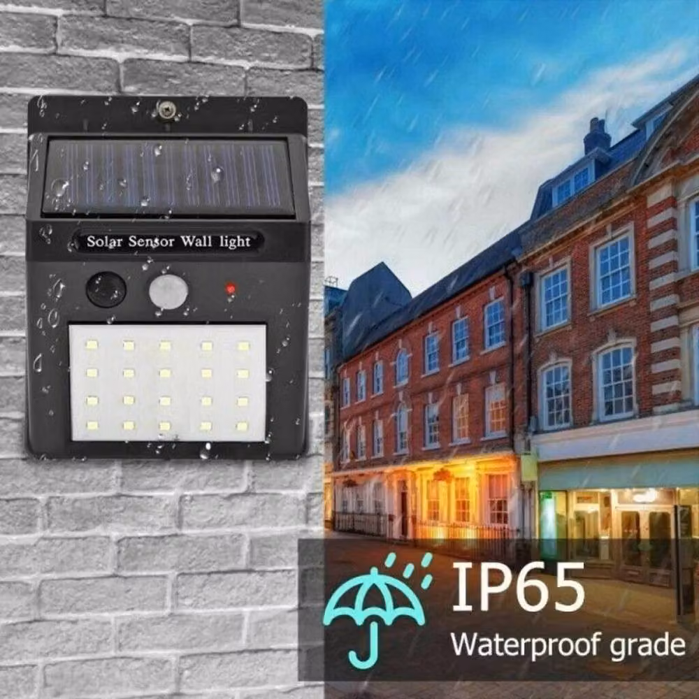 FLAVORA 20 LED Solar Wall Light with PIR Motion Sensor in Black – 3