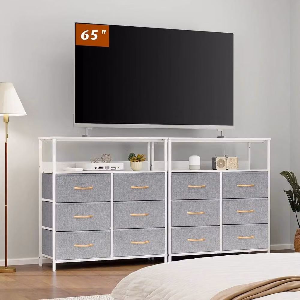 VOGREX Grey Wood and Metal 6-Drawer Modern Freestanding Storage Cabinet – 2