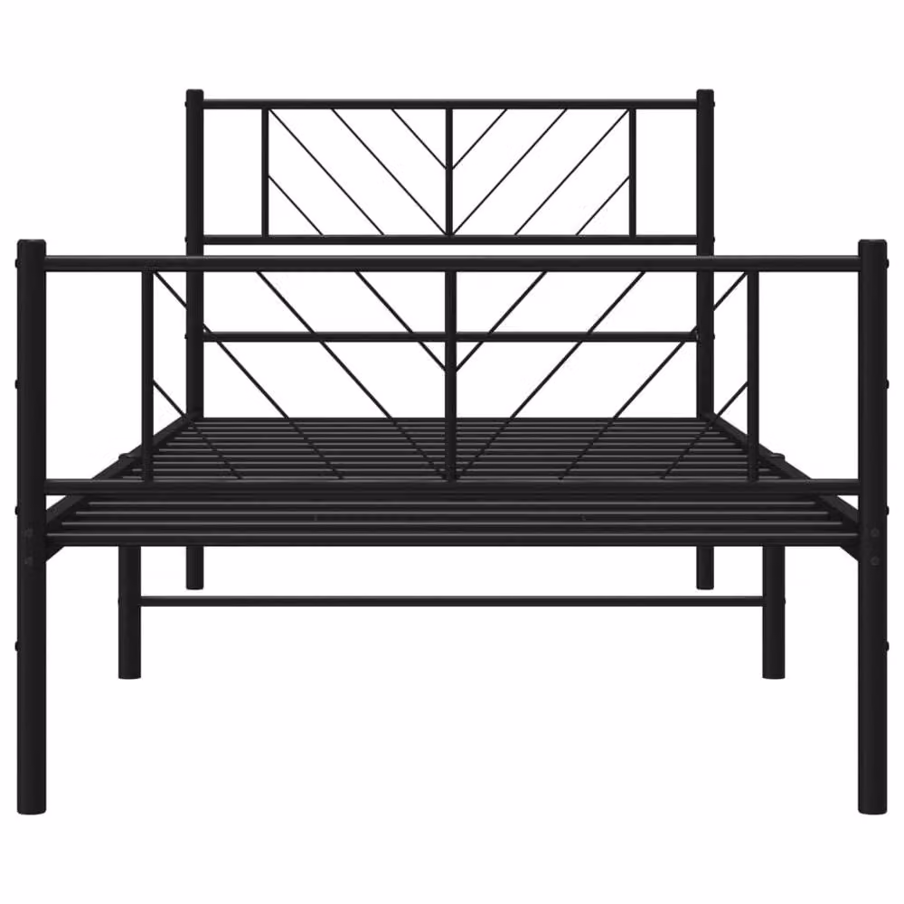 Berkfield Home Metal Bed Frame with Headboard and Footboard in Black, W/D/H: 107 x 203 x 90 cm – 3