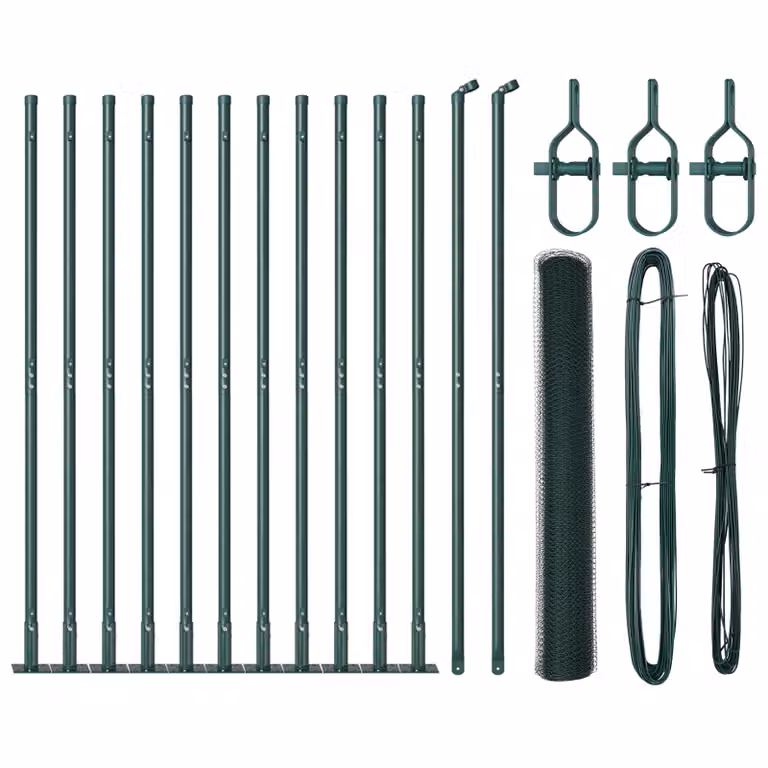 Berkfield Home Set of 2 Dark Green Galvanised Steel Round Fencing, H: 1 m, W: 25 m