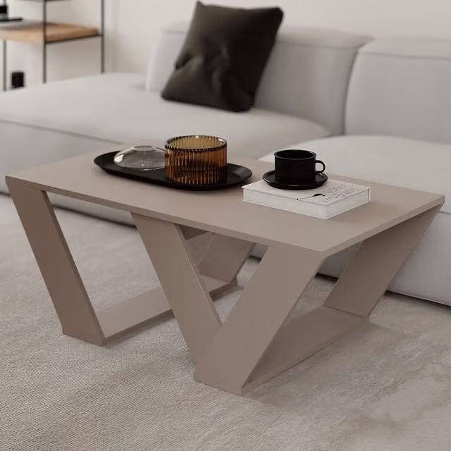 Decortie Pipra Modern Rectangular Coffee Table in Grey and Beige, W/D/H: 40 x 40 x 40 cm – 2