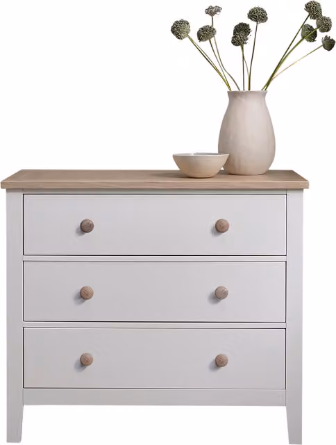 Noa and Nani Minimalist White Oak Wood Chest of Drawers, Height: 79 cm