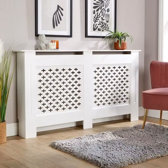 Home Source Crofton Large Radiator Cover Unit in White MDF