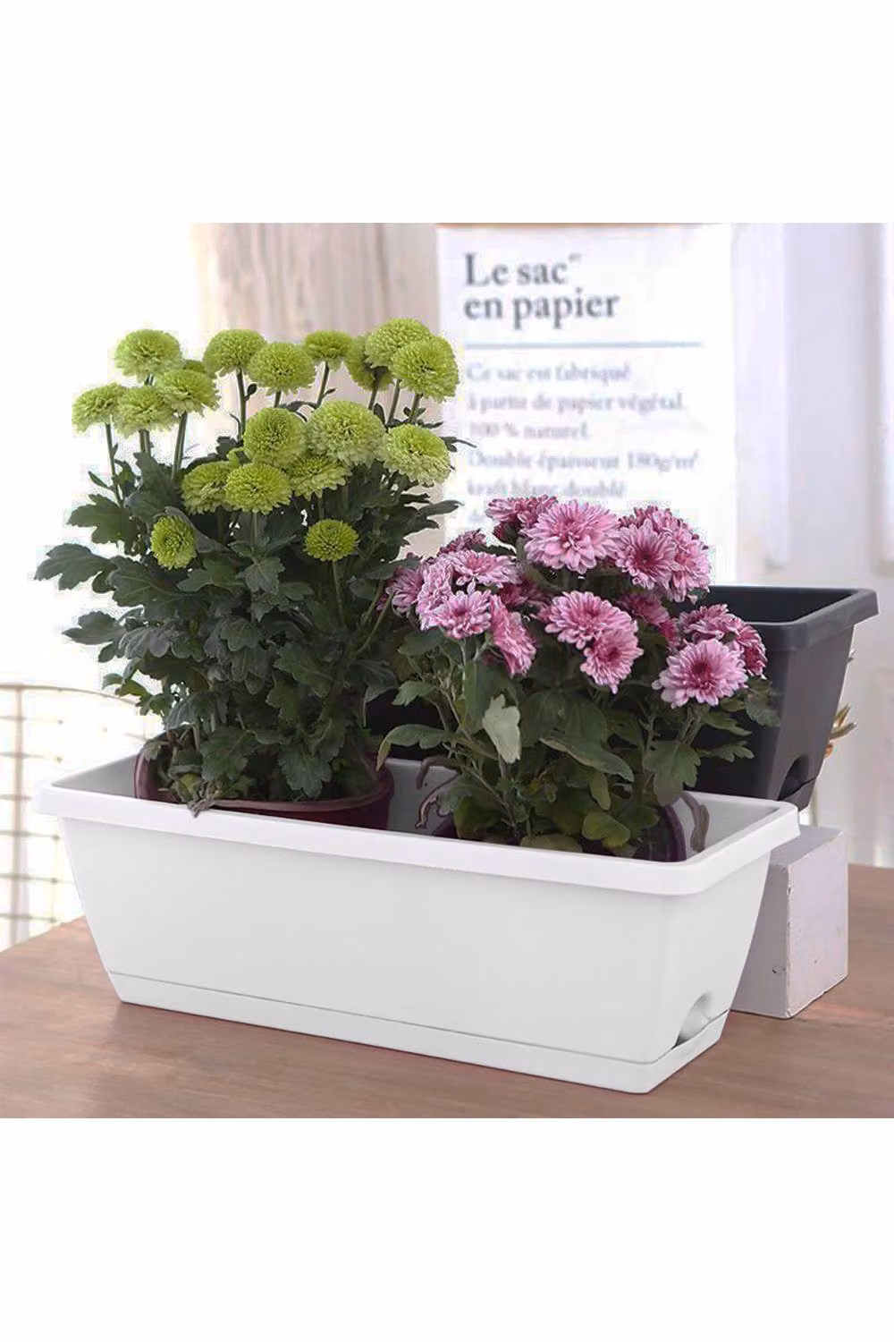 Living and Home 5-Piece Rectangle Garden Planter Set in Grey and White – 3