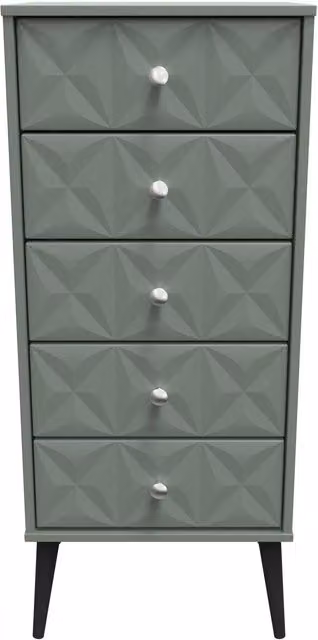 Ready Assembled 2 U Toledo 5 Drawer Tallboy in Pale Green
