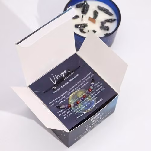 Serenityy Virgo Zodiac Crystal Candle with Blue Gemstone Bracelet – 2