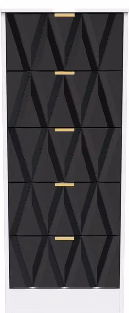 Ready Assembled 2 U Washington 5 Drawer Tall Bedside Cabinet in Black