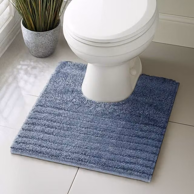 Velosso Linear Blue Microfibre Non-Slip Bath and Pedestal Mat in Large Size – 1