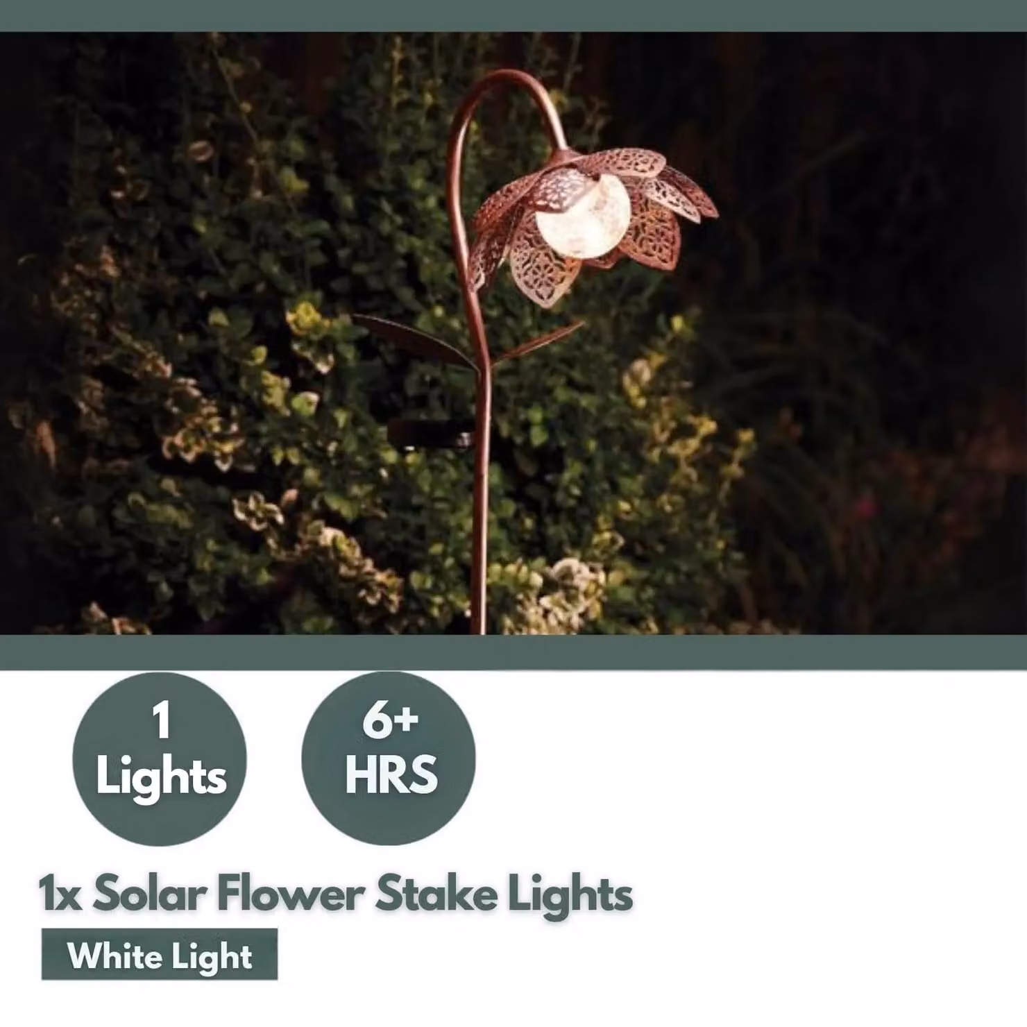 Marco Paul Bronze Crackle Glass Silhouette Flower Solar Stake Light in Copper, Height: 90 cm – 5