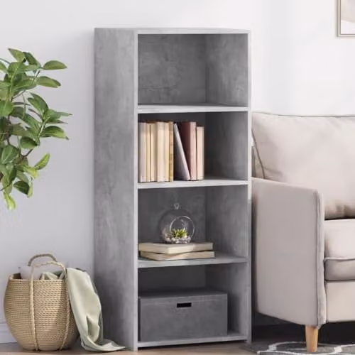 vidaXL Modern Highboard in Concrete Grey, MDF with Hinged Doors, W/D/H: 50 x 41 x 124 cm – 2