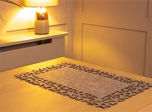 St Helens Home & Garden Grey Felt Table Mats with Star Design, Pair, W/D: 45 x 30 cm – 1