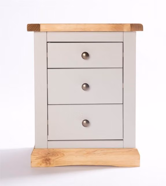Cabinet Bits Bomporto 3 Drawer Bedside Table in Grey Waxed Pine