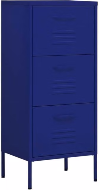 Berkfield Home Navy Blue Metal Storage Cabinet W: 42.5 cm, D: 35 cm, H: 101.5 cm