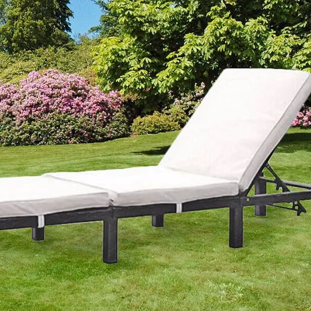 Comfy Living Grey Polyrattan Outdoor Reclining Sun Lounger with Adjustable Headrest